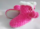Hot Selling Cheap Plush with Pompoms Ankle Boots in Bulk
