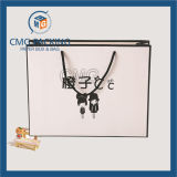 Black Boarder Matt White Paper Bag with Logo Print (CMG-MAY-034)