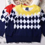 T1199 2015 High Quality Autumn 100% Cotton Thick Classical Prismatic Pattern Fashion Baby & Kids Clothes Boy Sweater Pullover Knitted Shirt