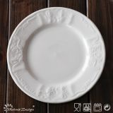 White Porcelain Embossed Classis Design Dinner Plate