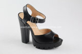 Block Heel Lady Sandal with Platform Design