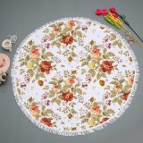 Small Flower Design Round Microfiber Table Clothing Picnic Blanket