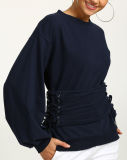 2017 New Desgins Women Blue Emryl Corset Sweatshirts Wholesale