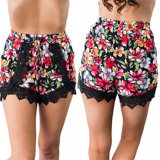Fashion Women Preppy Style Leisure Printed Lace Beach Pants