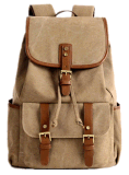 Khaki Color Washed Canvas School Leisure Outdoor Sports Travel Backpack Bag
