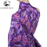 Newest Design Purple Hand Cut Organza Lace Fabric