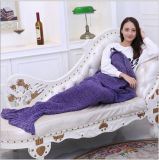 Soft Comfortable Home Solid Mermaid Cotton Blanket