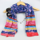 100%Polyester Print Flower Scarf Fashion Accessory Shawls for Girls