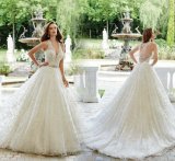 Custom Made Bridal Gowns V-Neck Lace Tulle Puffy Wedding Dress 2017 Mr2885