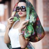 Digital Printed Silk Shawl (12-BR110303-1)