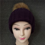 100% Acrylic Cheap Fur POM POM Beanies Knitted Hats