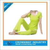 Wholesale Girls Neon Green Yoga Wear with Short Sleeve Tops