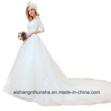 The Bride Married Boat Neck Embroidery Luxury Wedding Dress