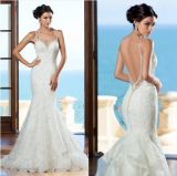 Sexy Double Straps Full Length Double Layer Ruffle Wedding Dress