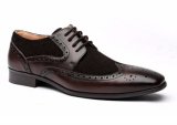 Suede Brogue Men Dress Oxford Shoes, Brown Leather Formal Shoes
