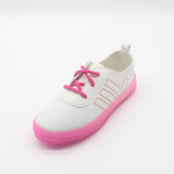 Soft PU Lace up Kids Casual Footwear with Jelly Sole