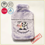 Cow Embroidery Pink Color Faux Fur Hot Water Bottle Cover