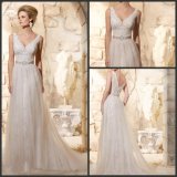 V-Neck Lace Tulle Bridal Wedding Gowns Simple Beach Wedding Dresses Mrl2780