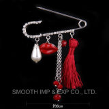 Jewelry Rhinestone Garment Brooches Decoration Lapel Shawl Pin Tassels Chain