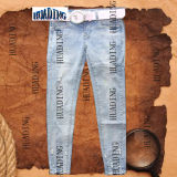 Ladies' Denim Jeans with Seven Socks of Manual Nail Pearl (HDLJ0008)