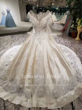 Aolanes Ball Gown Illusion Cap Sleeve Wedding Dress 111129
