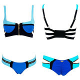 Hot Sexy Women Zipper Mix Color Push up Bikini Swimwear