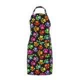 Customize Colorful Paw Print Pet Lovers Kitchen Apron with Pockets