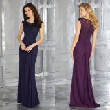 Mother Dress Lace and Chiffon Ladies Navy Blue Evening Gown
