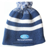 Factory Produce Promotional Blue Acrylic Knitted Winter Beanie Cap