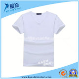 White Model T-Shirt with V-Neck