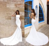 Sleevless Bridal Dress Sheer Back Spandex Mermaid Wedding Gowns S14818