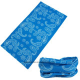 China Factory Produce Custom Design Print Blue Paisley Polyester Neck Tube Scarf