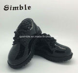 Little Kids Black Walking Casual Baby Leather Shoes with Lace