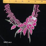27*30cm High Quality Pink Peony Elegant Collar Lace with Tassels and Spot Fringe Hme955