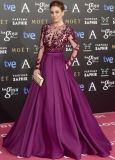 Long Sleeve Celebrity Dresses Wine Red Prom Gown Evening Dresses