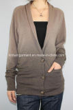 Women Knitted V Neck Fashion Clothes with Buttons (12AW-281)