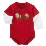 Long Sleeve Embroidered Lovely Pattern Baby Bodysuit