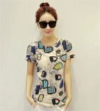 Korean Style Round Neck 100% Cotton T-Shirt for Women