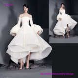 Exaggerated Trumpet Sleeves off Shoulder Wedding Gown with Plait Skirt