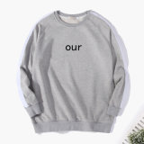 OEM Factory Fashion Winter 100% 320grams Fleece Cotton Custom Silk Screen Printing Men Grey Crewneck Sweatshirt
