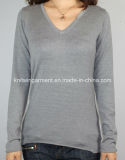 Women Fashion Knitted V Neck Long Sleeve Sweater Clothes (12AW-248)