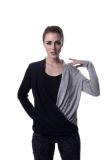 OEM Top Design Women Fashion Wear Tops Blouse Custom Two Color Tops Blouses