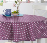 Flannel Nonwoven Backing Printed PVC Tablecloth Round Shape
