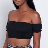 Fashion Women Sexy off Shoulder Wrapped Chest Crop Top Blouse