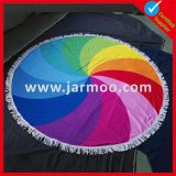 Microfiber Rainbow Printed Round Beach Towels with Tassels