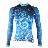 Customized Outdoors Sports Women's Long Sleeve Cycling Jerseys Blue Patterned