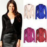C1124 Ol Short Leisure Suit Jacket with Single Button and Ruffles