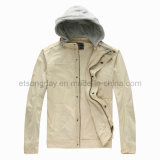 Cream-Coloured 100% Cotton Men's Casual Jacket with Cotton Cap (RVWD-01)