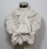 Lady Fashion Polyester Faux Fur Lace Knitted Scarf (YKY4365B-3)