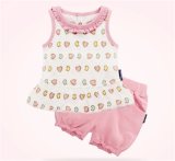 Kid's Sleeveless Cotton Daily T-Shirt Suit with Lace